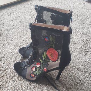 Chase + Chloe Embroidered Mesh Heels